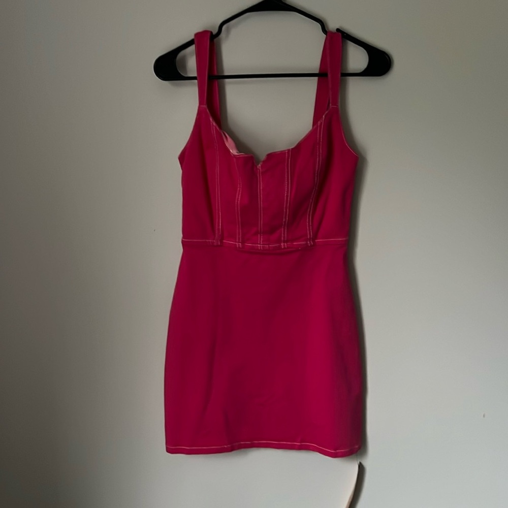 Reformation Hot Pink Bustier Mini Dress, 0